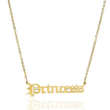 stainless steel gold old english letters PRINCESS pendant necklace PRINCESS letter necklace stainless steel